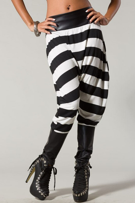 Striped Harlem Pants With Faux Leather
