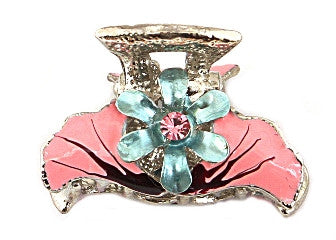 Color Stone Epoxy Floral Hair Claw Pair