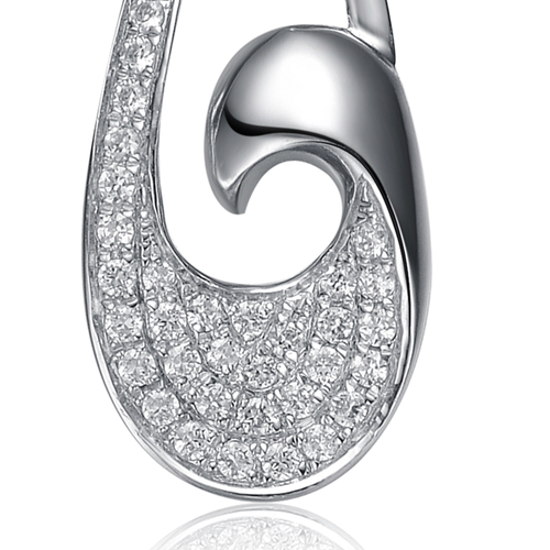 Collete Z C.Z. Sterling Silver Rhodium Plated Oval Shape Micro Setting Pendant