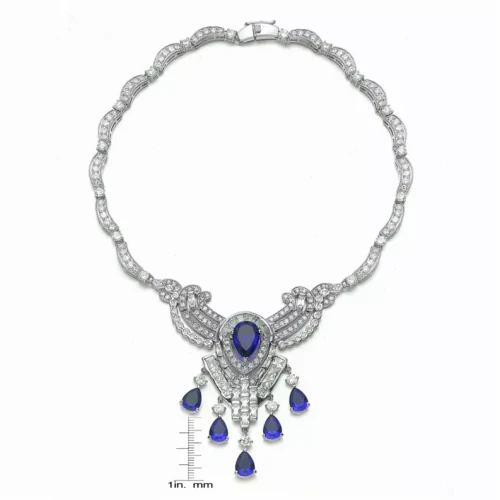 Collette Z Sterling Silver Blue Cubic Zirconia Dangle Necklace