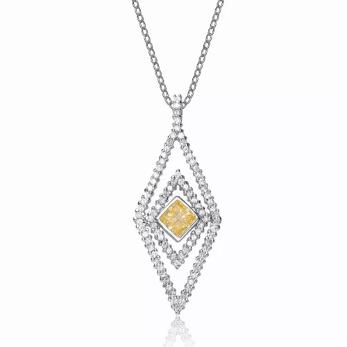 Collette Z Sterling Silver White and Yellow Cubic Zirconia Pendant