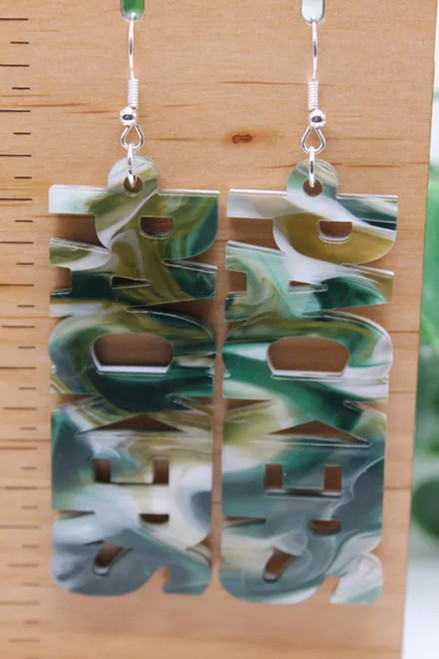 PACKERS Football - Marbled || Acrylic Dangle Earrings || Hypoallergenic