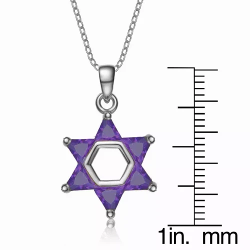 Collette Z Sterling Silver Purple Cubic Zirconia Star of David Pendant