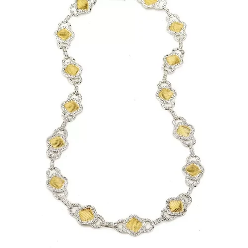 Collette Z Sterling Silver Two-Tone Cubic Zirconia Square Necklace