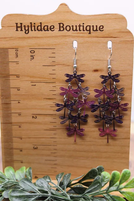 Purple Ombre Dragonflies || Dangle Earrings || Hypoallergenic