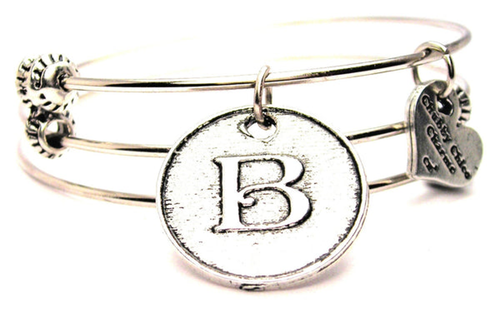 Initial B Circle Triple Style Bangle Bracelet