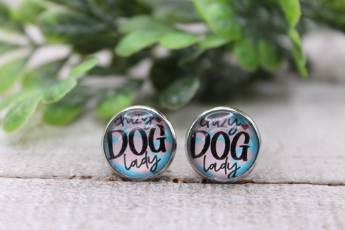 Crazy Dog Lady || 12mm Stud Earrings