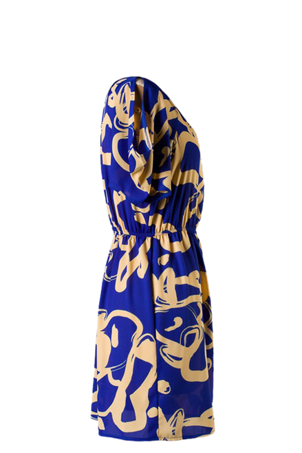 Printed Front Zipper Detailed Woven Dress