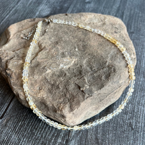 Citrine Cube Gemstone Necklace