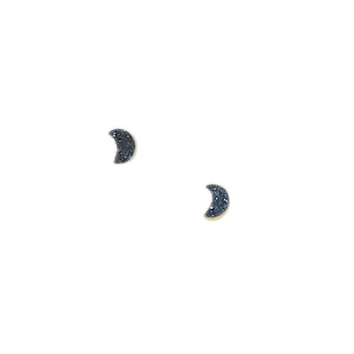 18 K Gold Plated Druzy Moon Earrings
