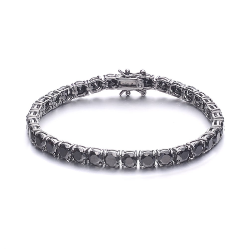 Collette Z Black-plated Stering Silver Black Cubic Zirconia Tennis Bracelet