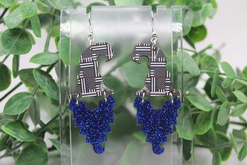 Blue Line Flag Gnome || Acrylic Dangle Earrings || Hypoallergenic