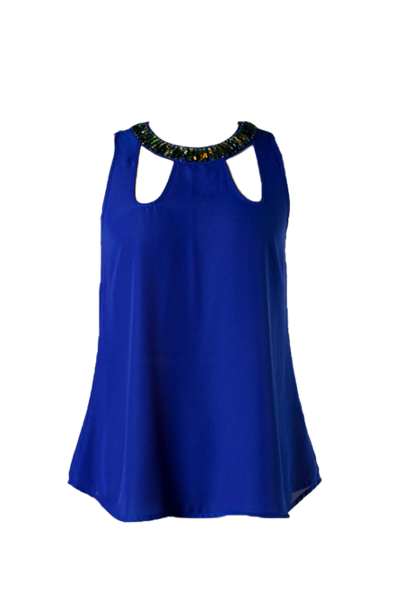 Top Bejeweled Neon Blue