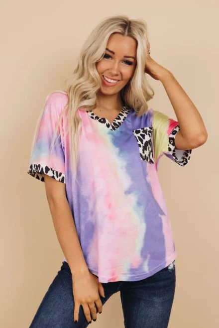 Exile Tie Dye Leopard Top