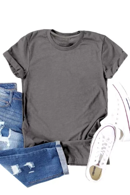 Solid Color Crew Neck Tee