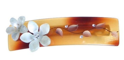 Tortoise Shell Barrette Rose & Stones+Paint