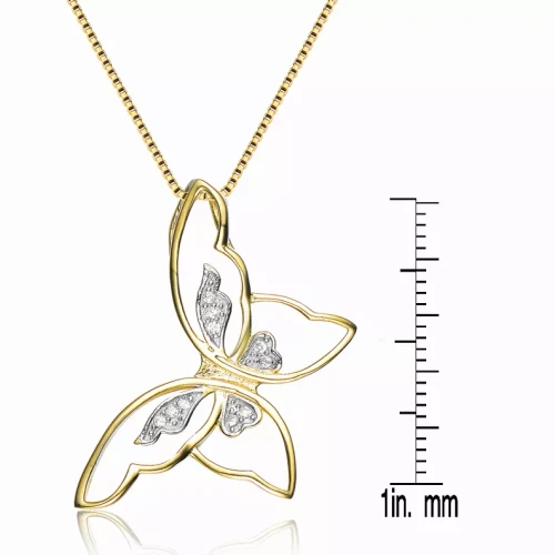 Collete Z Cubic Zirconia Sterling Silver Gold Plated Butterfly Pendant