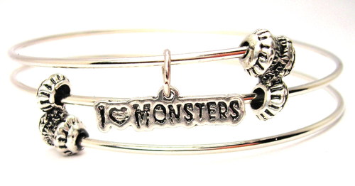 I Love Monsters Triple Style Bangle Bracelet