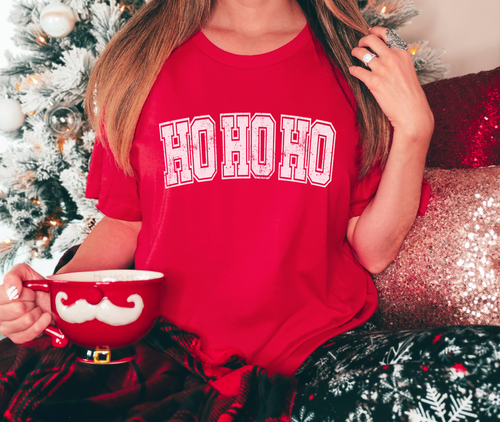 Festive Christmas Shirt - Ho Ho Ho Preppy College Style