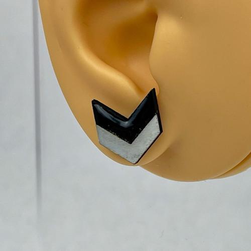 Medium - Black & White Chevron Split  - Lightweight Handmade Earrings