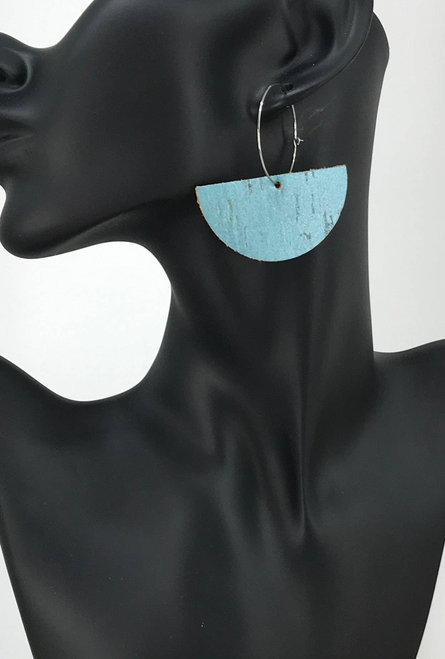 Cork Leather Hoop Earrings 