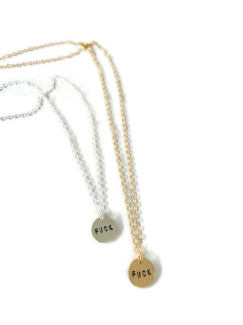 FUCK circle charm necklace