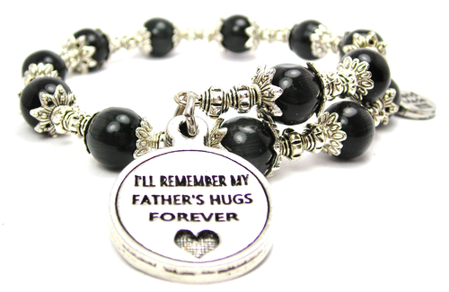 I'll Remember My Father's Hugs Forever Cat's Eye Beaded Wrap Bracelet
