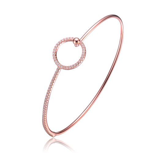 Collette Z Rose Plated Sterling Silver Cubic Zirconia Circle Clasp Bracelet