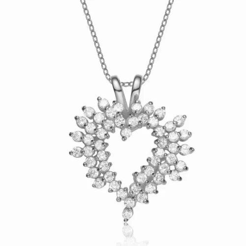 Collette Z Sterling Silver White Cubic Zirconia Rhodium Plating Clear Pendant