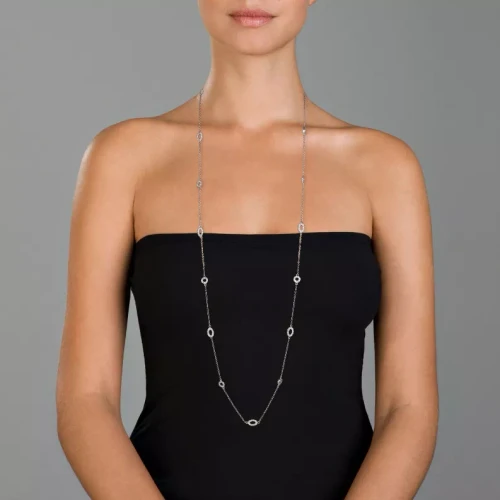 Collette Z Sterling Silver Clear Cubic Zirconia Open Shapes Necklace