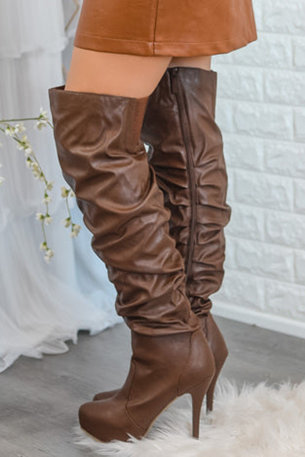 Walking Star Faux Leather Boots Brown