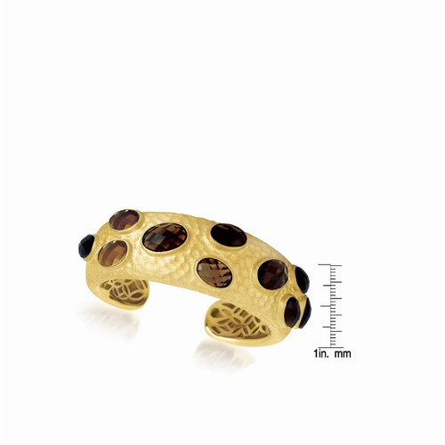 Collette Z Gold Overlay and Genuine Smoky Quartz Cuff Bracelet