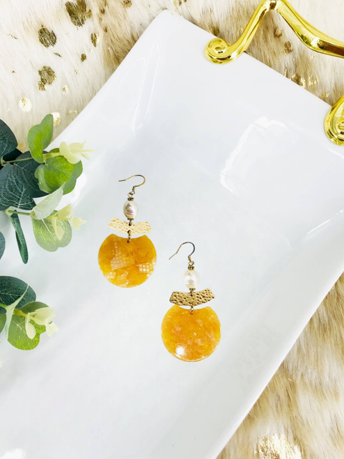 Pearl & Tortoise Pendant Earrings 