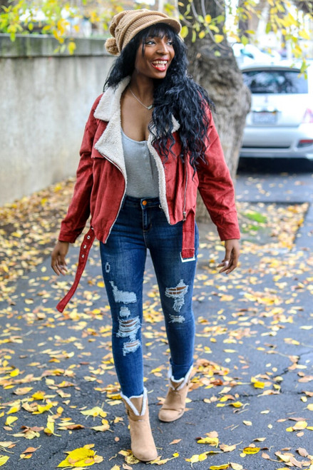 Keep it Cozy Corduroy Jacket Rust