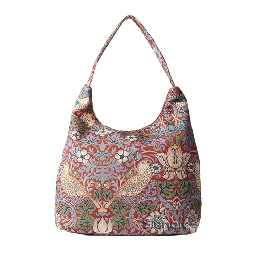 William Morris Strawberry Thief Red Hobo Handbag Shoulder Bag