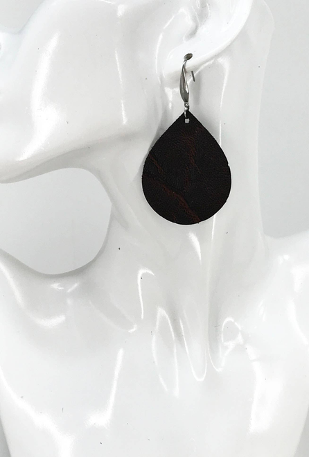 Maroon Elephant Leather Earrings 