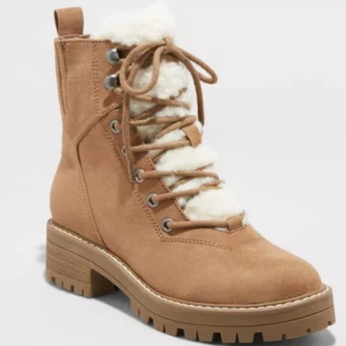 Tessie Sherpa Lace Up Hiking Boots