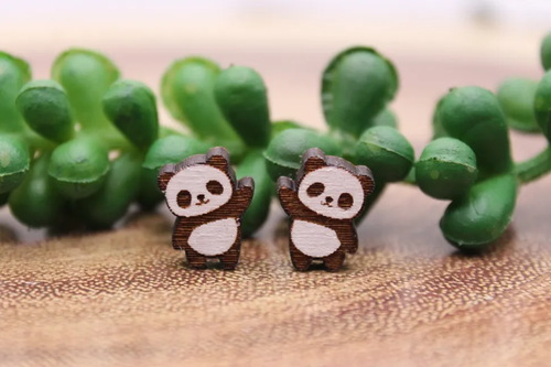 Panda Bears || Stud Earrings || Hypoallergenic