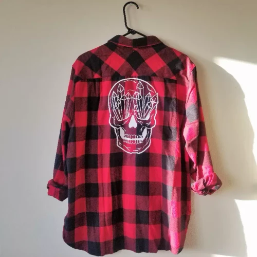 Crystal Skull Buffalo Plaid Flannel
