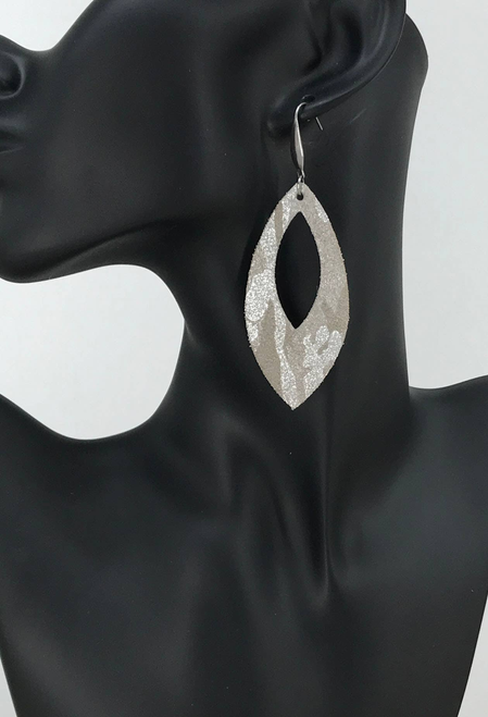 Metallic Camo Leather Dangle Earrings