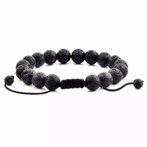 CRUCIBLE MEN'S 10MM NATURAL LAVA STONE BEAD ADJUSTABLE BRACELET
