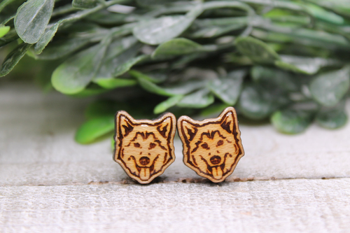 Huskey Dog Breed || 12mm Stud Earrings