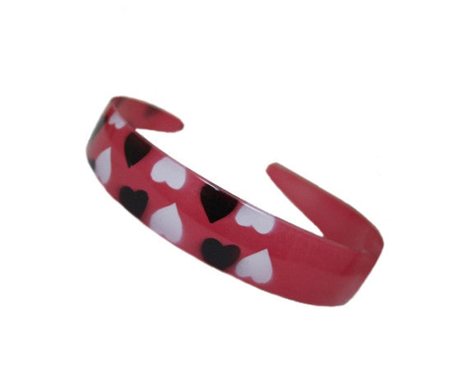Black & White Hearts Wide Headband