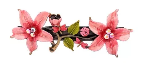 Pink Rosette Stone & Swarovski Barrette