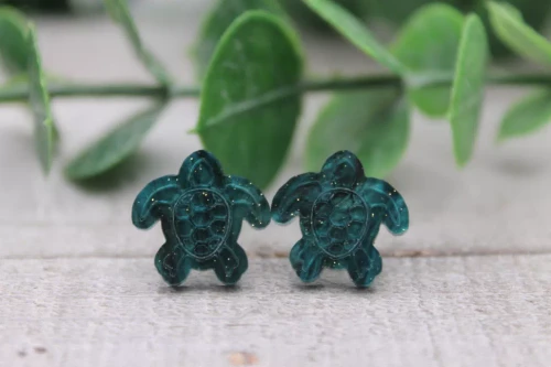 Marble Glitter Sea Turtles || Stud Earrings || Hypoallergenic