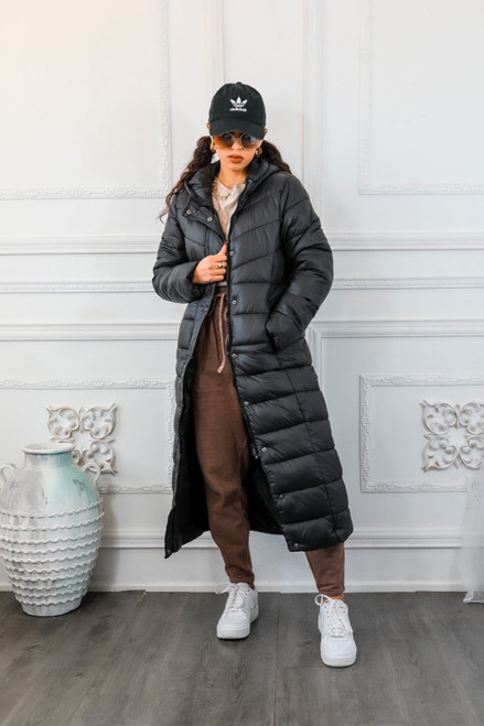Keep it Warm Long Hooded Puffer Jacket