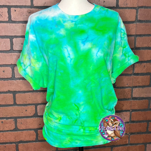 Bright Green Ice Dye Tie Dye Blank Tee 