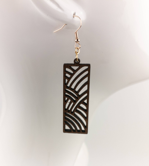 wood waves rectangle earrings hypoallergenic