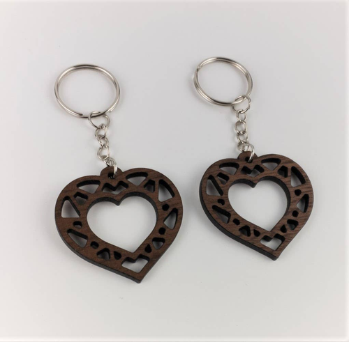 wood heart keychains