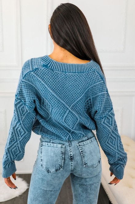 Never Burnt Out V Neck Button Down Sweater